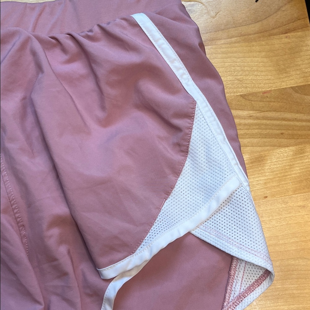 Under Armour Dusty Rose Women's Athletic Shorts with White Trim - Picture 3 of 8